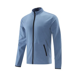 Leisure sports jacket, outdoor mountain climbing stand up collar cardigan, zippered solid color running and fitness suit, quick drying long sleeved top