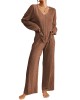 Autumn and winter women's homewear suit long-sleeved long pants two-piece set of ribbed warm home