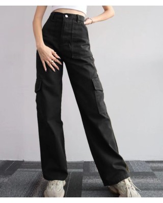 2024 new versatile casual pants mid-waist three-dimensional pockets pants waisted workers Dress Pants