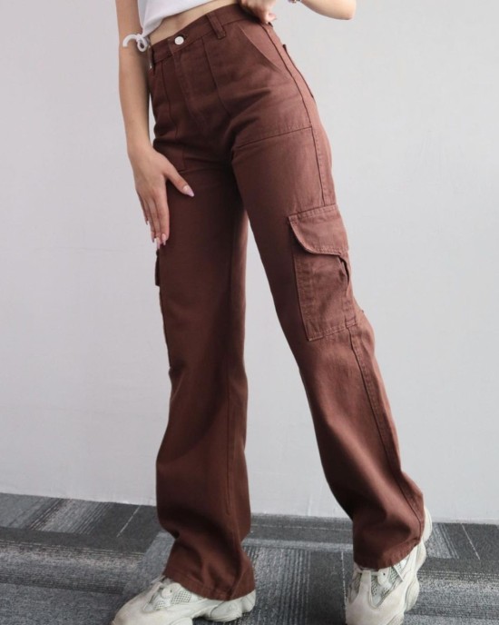 2024 new versatile casual pants mid-waist three-dimensional pockets pants waisted workers Dress Pants