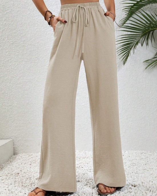 2024 Women's Autumn New Loose Versatile Solid Color Drag Floor Wide Leg Pants Casual Pants