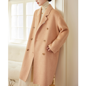 Autumn and winter high-end cocoon shaped double-sided woolen coat, women's simple temperament, long loose wool coat