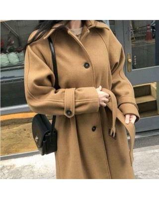 Cotton Thickened 2024 Winter Korean Edition Medium Length Loose and Slimming Woolen Coat Women's Autumn Woolen Coat