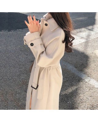 Cotton Thickened 2024 Winter Korean Edition Medium Length Loose and Slimming Woolen Coat Women's Autumn Woolen Coat