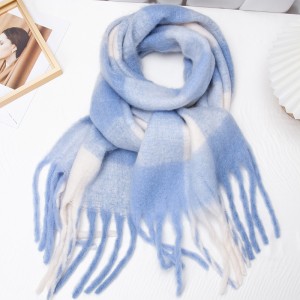 Imitation cashmere scarf women's new plaid student tassel shawl double-sided matching color collar