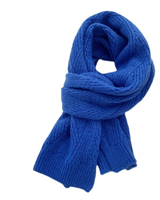 Women's warm solid color knitted wool herringbone thick scarf