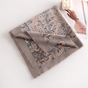 Ethnic style color matching scarf for women's artistic and retro printed imitation cashmere shawl scarf