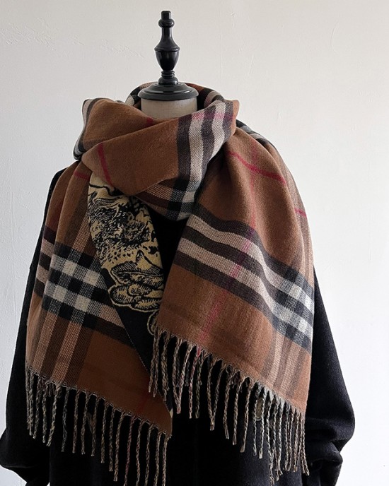 Classic plaid warhorse scarf with double-sided imitation cashmere warm women's shawl