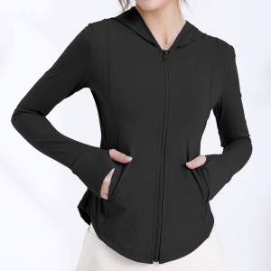 Ice Silk Cool Feeling Yoga Jacket Hooded Slim Section Sun Protective Clothes Women Summer Outdoor UV Sunscreen Yoga Top