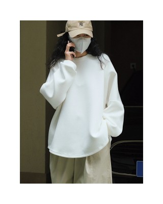 Early Autumn New Japanese Round Neck Silhouette Lightweight Air Layer Sweater Jelly Feel Skincare Leisure Slimming Casual Top for Women